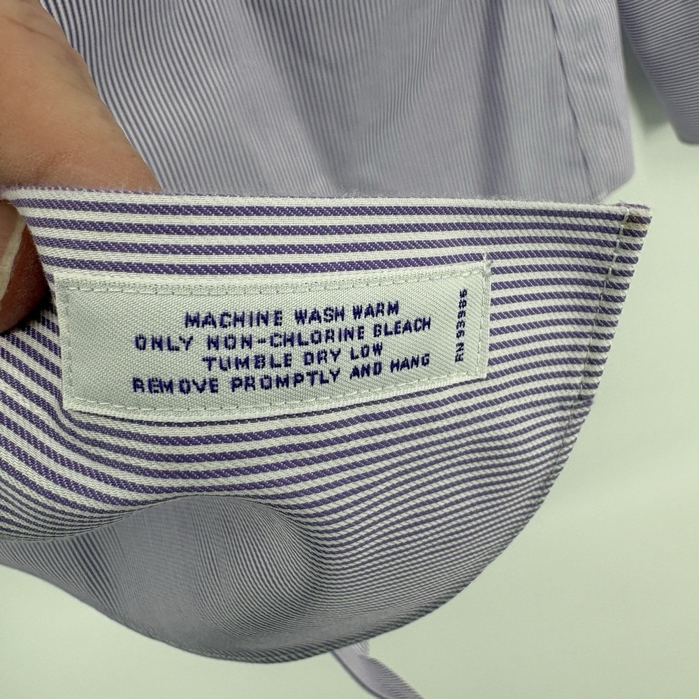 BROOKS BROTHERS 346 Men's 17-36 Purple French CuffLong Sleeve Button Up Non Iron - Picture 4 of 9